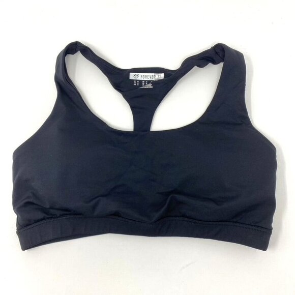 Forever 21 Sports Bra T-Back Ladder Back Padded Cups Size Medium Black - Picture 3 of 10